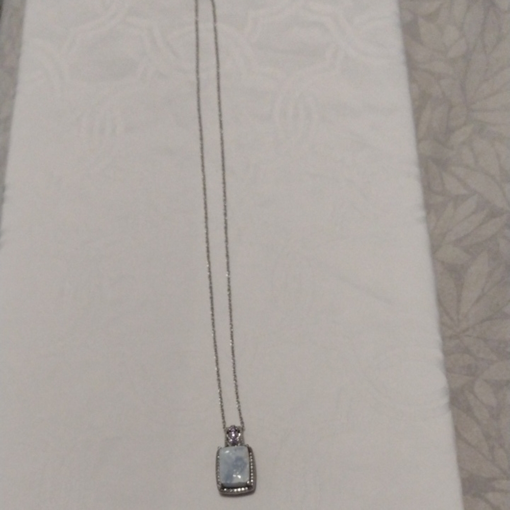 Sterling Silver Blue Gemstone Pendant Necklace - Elegant Women's Jewelry